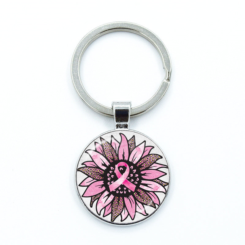 Wholesale Care Breast Cancer Vermicelli with Zinc Alloy Key Chain